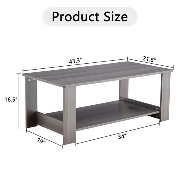 3318b00b4b1f4a82b79b8bc4238e43e4_20231022_20bffe57e523041498b9c024fa766923 A modern and practical gray textured coffee table,tea table.Double layered coffee table made of MDF material,. Suitable for living room,bedroom and study room. 43.3"*21.6"*16.5" CT-16