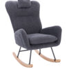 Teddy Upholstered Nursery Rocking Chair for Living Room Bedroom(DARK GREY Teddy)