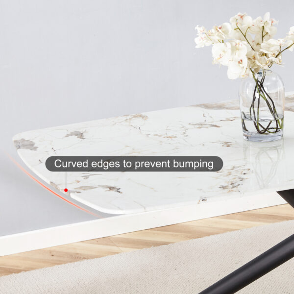 332c6c94ce41494aa87f0b004701368d_20230613_ec2e86101986bf8ee26758626996b8a8 Large rectangular imitation marble dining table, 6-8 seats, 0.39 "black artificial marble countertop, smooth chrome legs, Sleek Chrome Legs. Perfect for Kitchen, Dining, Living, Meeting, Banquet 1537