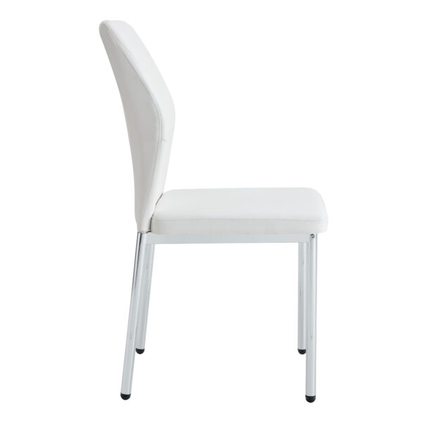 336ea2668519408caae293fdffcc2c93_f9b2cfda1f1b4713a8504322dbe8949f Luxury Simple Chair - Set of 6 White PU Material High Resilience Dining Chair with Metal Silver Leg.The Chair Back Has a Vertical Stripe Design With Smooth And Uniform Lines.