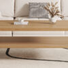 Double layered rectangular coffee table.The board is made of MDF with wooden stickers, with transparent tempered glass on both side.Suitable for various occasions such as living rooms and bedrooms.