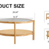 Modern simple circular double-layer solid wood tea table rattan woven Chinese side table small round table suitable for living room, dining room and bedroom