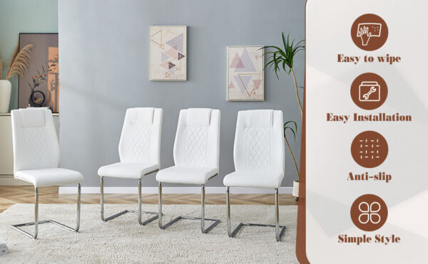 339d6811c0164f6fb554a7f151a2c2da_7177b974caa63962eec1dee3f51b8200 Table and chair set.63*31.4 Inch Pandora Patterned Sintered Stone Dining Table Set - 6 White Chairs With Silver Metal Legs.Modern Light Luxury.Perfect For Dinner Room,Meeting Room,Kitchen,etc.
