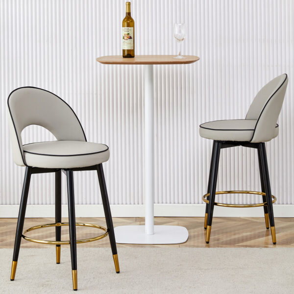 33d44c5384484542b65496efff80081d_b5e2118b92cd9099569bb78cc4bfc656 360 ° rotatable bar chair.Modern PU comfortable upholstered bar chair with smooth and beautiful black metal legs for dining room, kitchen, terrace and guest office chair.Set Of
2.W1151P153940
