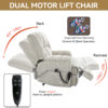Dual Motor Heat Massage Infinite Position Up to 350 LBS Electric Power Lift Recliners with Power-Remote, Medium-firm and Heavy Duty, Beige