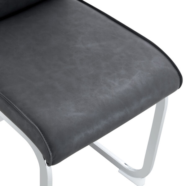 33f3beeec03d4bcf834eed15d3bbbb26_32bc1c25c68a50b9e73ce3e6e29de871 Luxury Simple Arch Chair - Set of 8 Dark Gray PU Material High Resilience Dining Chair with Arched Metal Silver Leg.Crazy Horse Texture PU Dining Chairs.