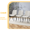 Extended Seat Cushion PU Dining Chair Set - Four Pieces,Ergonomic Design.Smooth line design,Integral metal leg structure,Can integrate well into various modern home decoration styles.