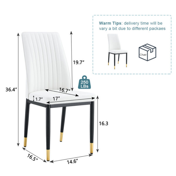 3427221040f04b1282d7fff64344d806_7d8fa533a6fa9eea010d6083cdc7b805 4 Dining Chair Set, White Dining Chair Set, PU Material High Back Seat and Sturdy Black Leg Chair for Dining Room, Kitchen and Living Room c-010