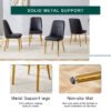 Table and chair set.31.5 Inch Elegant White Marble Pattern Round Dining Table - Suction Molding Annular Texture.Paired With 4 Black PU Chairs with Simple Line Designs On The Backrest.