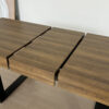 Rectangle extendable dining table for 6-10 people aged effect wood and black 160-200 cm