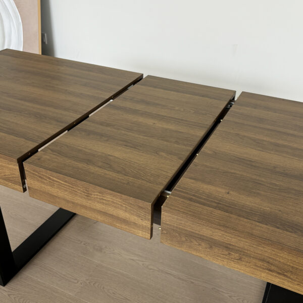 Rectangle extendable dining table for 6-10 people aged effect wood and black 160-200 cm