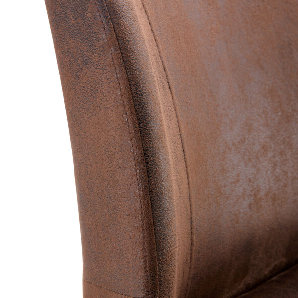 A set of two brown chairs, including suede cushions and black metal legs. Small size, suitable for select groups, suitable for dining room, kitchen, terrace and guest office chairs (set of 2)