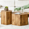 Modern Minimalist Set of Two Hexagonal Wood-Grain MDF Coffee Tables.Modern MDF coffee table, with complex texture patterns, style and texture coffee table to redefine your interior decoration.