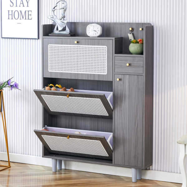 Modern minimalist storage cabinet, Japanese rattan shoe cabinet, bed top cabinet, small home furniture. Suitable for corridors and living rooms. GZ-DI-03