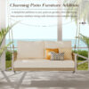 TREXM 1-Piece Woven Rope Outdoor Swing Sofa with Soft Cushions Seating 2 for Patio, Courtyard and Balcony (Beige)