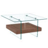 31.4 Inch Modern Two-Tier Square Coffee Table - An Elegant Combination of Clear Glass and Dark Wood Texture Sticker It can be used not only as a coffee table but also as a side table or display stand.
