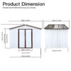 Metal garden sheds 6ftx8ft outdoor storage sheds white+offee