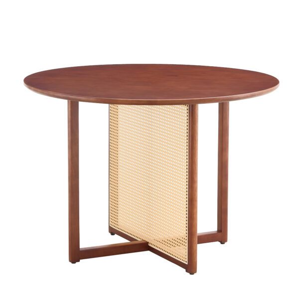 Chinese countryside retro solid wood round table, simple modern imitation rattan table, wooden table, desk. Suitable for dining room, living room, office