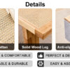 Modern and minimalist rectangular rattan tabletop with rubber wooden legs, imitation rattan woven Chinese side table, suitable for small rectangular tables in living rooms, dining rooms, and bedrooms