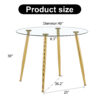 A glass tabletop with a diameter of 40 inches and a modern minimalist circular dining table with gold plated metal legs. 40 '* 40' * 30 ' DT-1164