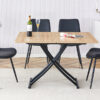 Modern minimalist multifunctional lift table with 0.8-inch MFC tabletop and black metal legs, can be used as dressing table, coffee table, dining table, and office desk.  LT-10055