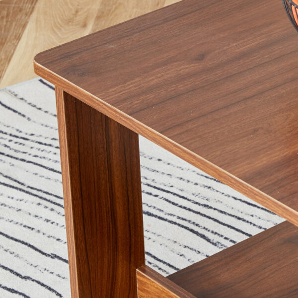 35fecc05862a4280b8ccee50bca066f3_20231011_e396bd4987135bd37c74c70b30e396c3 Modern and practical walnut textured coffee tables , tea tables. The double layered coffee table is made of MDF material. Suitable for living room 43.3"*21.6"*16.5" CT-16