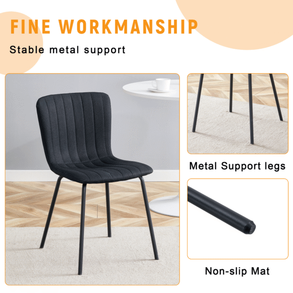 361fa7f2c2554ed1bb6279f4ae9828ce_f876c463866633372cfc9d747f1e4528 Luxury Minimalist Chairs - A set of 4 high quality dining chairs with black metal legs. The integral metal leg structure is suitable for various interior decoration styles.