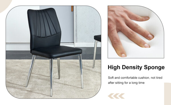 3629671104174dffa7c9b754a1920676_8b5c01a5ea5a9b97f280b5560f1f9030 Table and chair set.63*31.4 Inch Pandora Patterned Sintered Stone Dining Table Set - 4 Shell Textured Black Chairs, Modern Light Luxury.Perfect For Dinner Room,Meeting Room,Kitchen,etc.