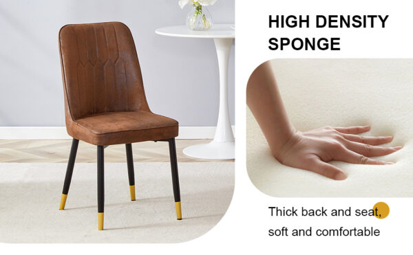 36323fe947254f3cae4f19dfc2eabf1d_49612ff3753cc74508789420959aa33a Brown Suede-like Velvet Dining Chair Set (Six Pieces)Black Metal legs,dinning chairs,brown.Bring a comfortable home experience to the kitchen, bedroom, and office.
