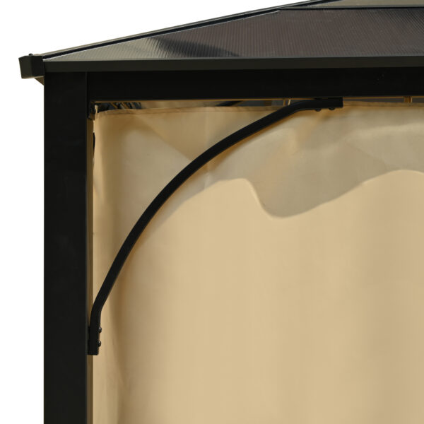 TREXM 10'x12' Hardtop Outdoor Gazebo, Heavy Duty Double Roof Patio Gazebo with Aluminum Frame, Double-Layer Side Walls Mosquito Netting & Privacy Curtains for Patio, Garden, Backyard (Beige)