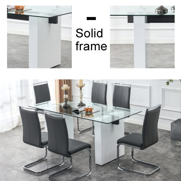 365836ef78674ee6aaaad342462df67a_a5fefbd88a75f74d76a6c3a8ee2cedbe Large modern rectangular table with 0.4 inch patterned tabletop and large MDF table legs, suitable for kitchen, dining room, and living room 71 "* 35.4" * 30 "