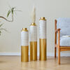 Floor metal vase modern style decoration home droplet shaped white metal vase 3-piece set gorgeous home decoration large glazed metal vase