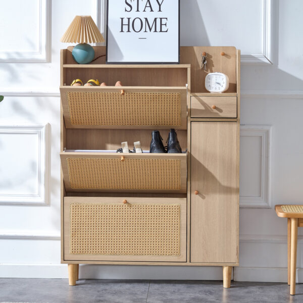 Modern minimalist storage cabinet, Japanese rattan shoe cabinet, bed top cabinet, small home furniture. Suitable for corridors and living rooms.    W115170127
