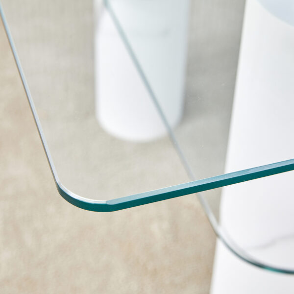36dba4689a854a9fae2b26171bc4e489_20240311_4f4aeaff2809b4983cf7efef640acab6 Modern minimalist double layered transparent tempered glass coffee table and coffee table, paired with white MDF decorative columns. Computer desk. Game table. CT-X02