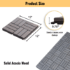 30 PCS Interlocking Deck Tiles Checker Pattern, 12" x 12" Square Light Gray Acacia Hardwood Outdoor Flooring for Patio, Bancony, Pool Side,...