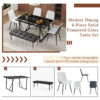 Table and chair set.Modern Black Marble Pattern MDF Dining Table Set - 55"x31.4" with 4 Extended Seat Cushion PU Dining Chairs and 1 Bench,A Choice of Subtle Luxury for Modern Homes.