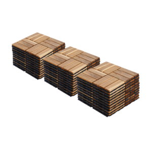 30 PCS Interlocking Deck Tiles Checker Pattern, 12" x 12" Square Yellow Acacia Hardwood Outdoor Flooring for Patio, Bancony, Pool Side,...
