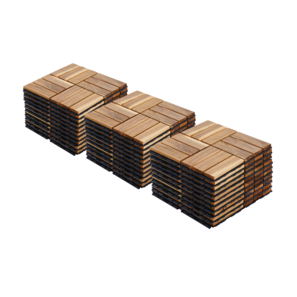 30 PCS Interlocking Deck Tiles Checker Pattern, 12" x 12" Square Yellow Acacia Hardwood Outdoor Flooring for Patio, Bancony, Pool Side,...