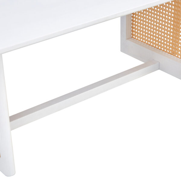 37ea73308cbe4ccd8ff99202a703d252_20231205_2b5274959c049fd3a8c1b8825e892b50 Chinese style white solid wood and imitation rattan coffee table, rectangular solid wood coffee low table, small living room coffee table