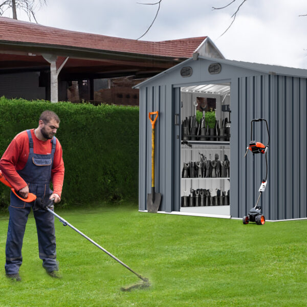 37ef5a2cf0334669ac22ddf7227c0a0e_40b069a73d3e8740b0c68791ed2f3f42 8x10 FT Outdoor Storage Shed, Large Metal Tool Sheds with Window and Lockable Doors, Garden Shed for Backyard Garden Patio Lawn, Dark Grey