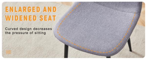 37f8605c528b47a2bf50713f06d9e0c7_1f7b1fee4159b02e0eed32321dce0809 Luxury Simple Chair - Set of 4 Light Gray Linen-Cotton Material High Resilience Dining Chair with Metal Black Leg.Integral metal leg architecture,Suitable for various interior decoration styles.