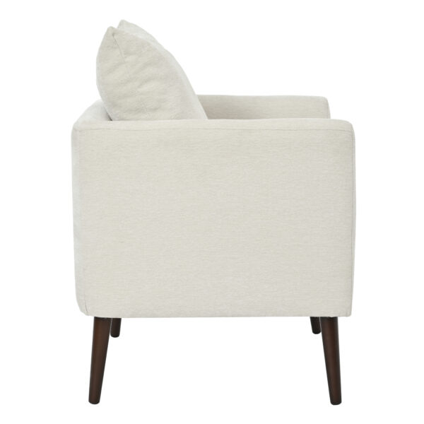 LP Modern Chenille Accent Chair, Upholstered Armchair for Living Room ,Mid Century Fabric Lounge Chair w/ Pillow, Comfortable Reading Chair with Wood Legs for Living Room, Bedroom,Reception Room (Beige)