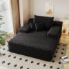 Modern Sofa bed  lounger for moviebonus room,No Assembly Required,Black(Plush Corduroy Fabric)