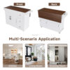 White Kitchen Island Cart with Foldable Tabletop & Drop Leaf - Mobile Breakfast Bar on Wheels with Wood Top and Storage
