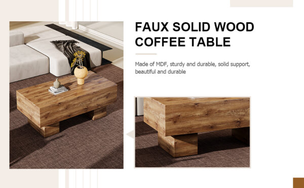 3842d3c18df0453b81da3d7668a0bdcf_7b5e63369978e34eefedc04ed6bda55f This modern rectangular coffee table features a stylish wood color, making it an ideal addition to any living room or apartment, and measures 43.3 "x 21.6" x 17.2 ".W1151P168335