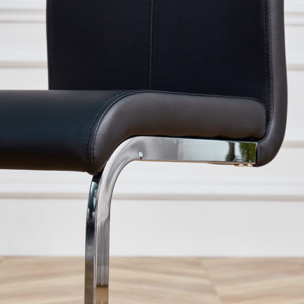 384b05f961c34503995d1a831599055b_e4d412a75ead6da4da3331e4b230d57c Table and chair set.63*31.4 Inch Pandora Patterned Sintered Stone Dining Table Set - 4 Black PU Chairs With Silver Metal Legs.Modern Light Luxury.Perfect For Dinner Room,Meeting Room,Kitchen,etc.