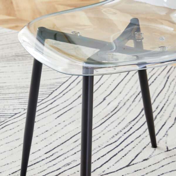 385bf49c2ffd4b31a14eceef0328329a_20231016_fc1fdfc2ff5b1b07a80f6a330e6fb5f8 Modern minimalist transparent dining chair, plastic chair, armless crystal chair, Nordic creative makeup stool, negotiation chair, set of 4 pieces, black metal legs,TW-1200