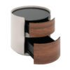MDF ITALIAN RETRO DOUBLE STORAGE ROUND SIDE TABLE, GRAY BROWN COLOR