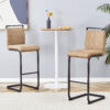 42.5 Inch Tall Brown Tech Fabric Bar Stool - A Perfect Combination of Modern Design, Comfort, and Stability.A Set of 2.Suitable Not Only For Home Use But Also For Bars, Restaurants,And Other Settings.