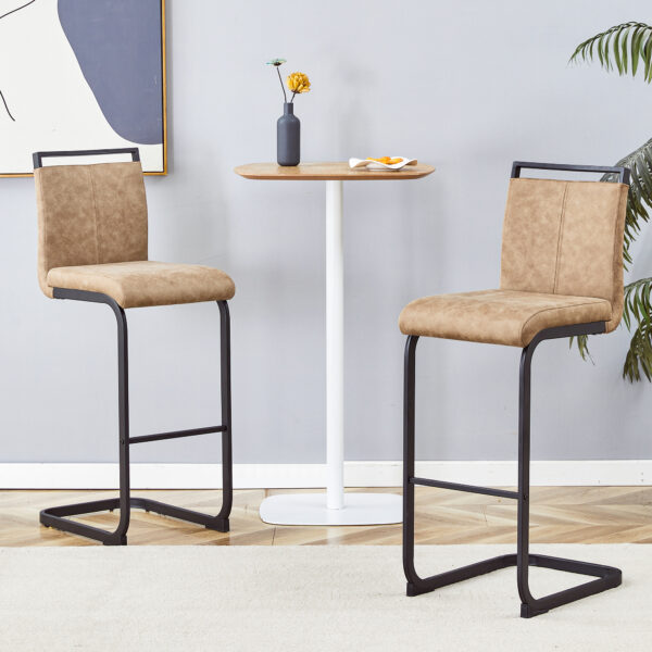 3885e46cd95f479ca110a53910d24f2d_be4c1649fa7812f96965c3e7e2ac2e25 42.5 Inch Tall Brown Tech Fabric Bar Stool - A Perfect Combination of Modern Design, Comfort, and Stability.A Set of 2.Suitable Not Only For Home Use But Also For Bars, Restaurants,And Other Settings.